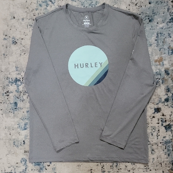 Men's Hurley Long Sleeve Moisture Wicking Shirt, Grey, Large, Pre-owned - Picture 8 of 9